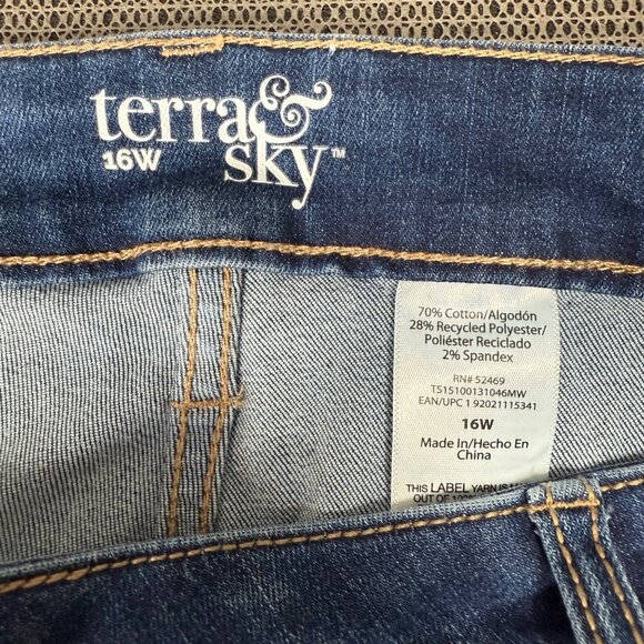 Terra & Sky Womens Size 16W Blue Straight Leg Denim Jeans Stretch - Picture 3 of 11